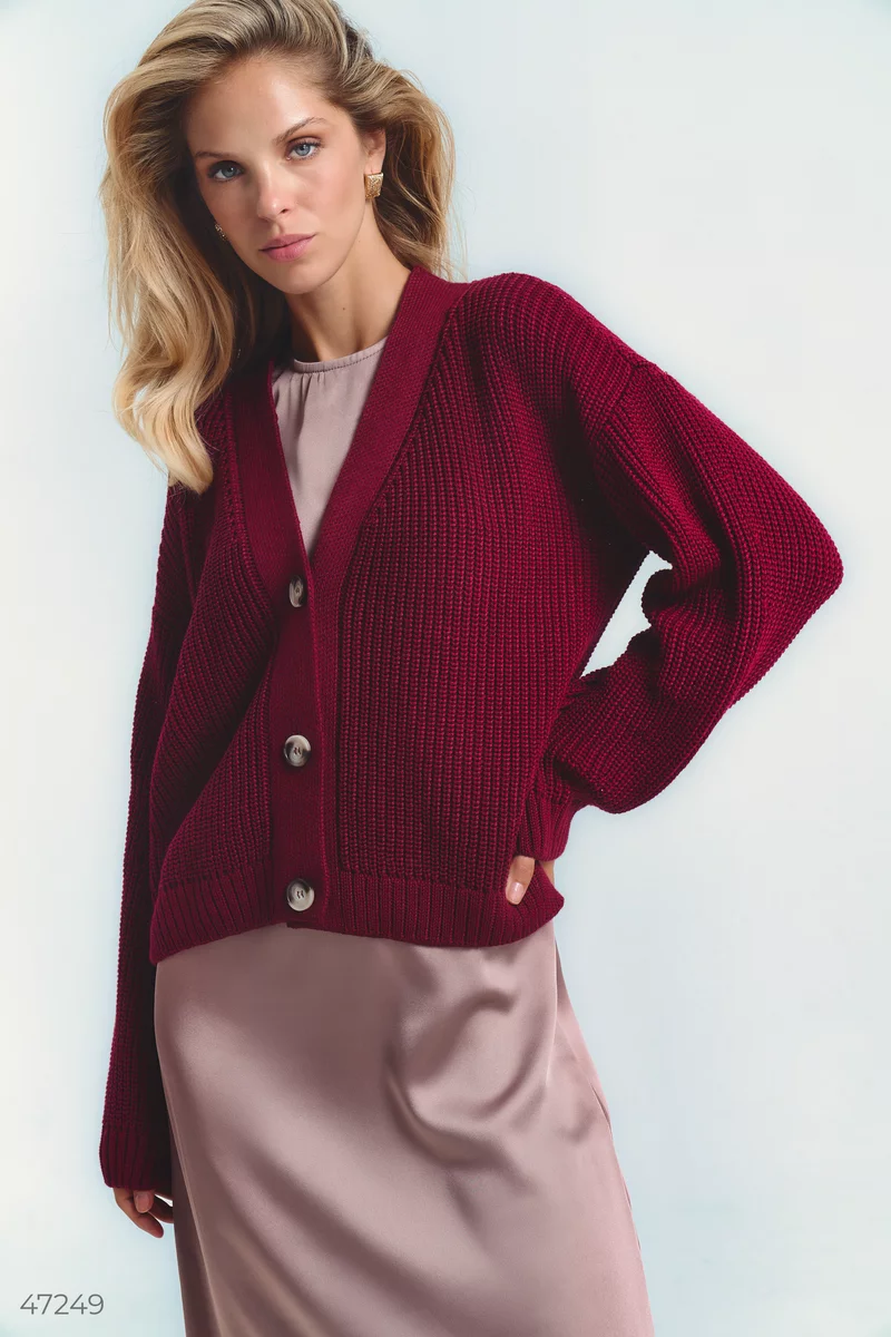 Marsala cardigan with buttons photo 2