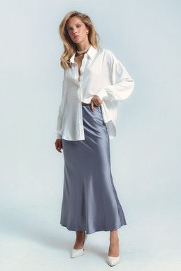 Long gray satin skirt photo 3