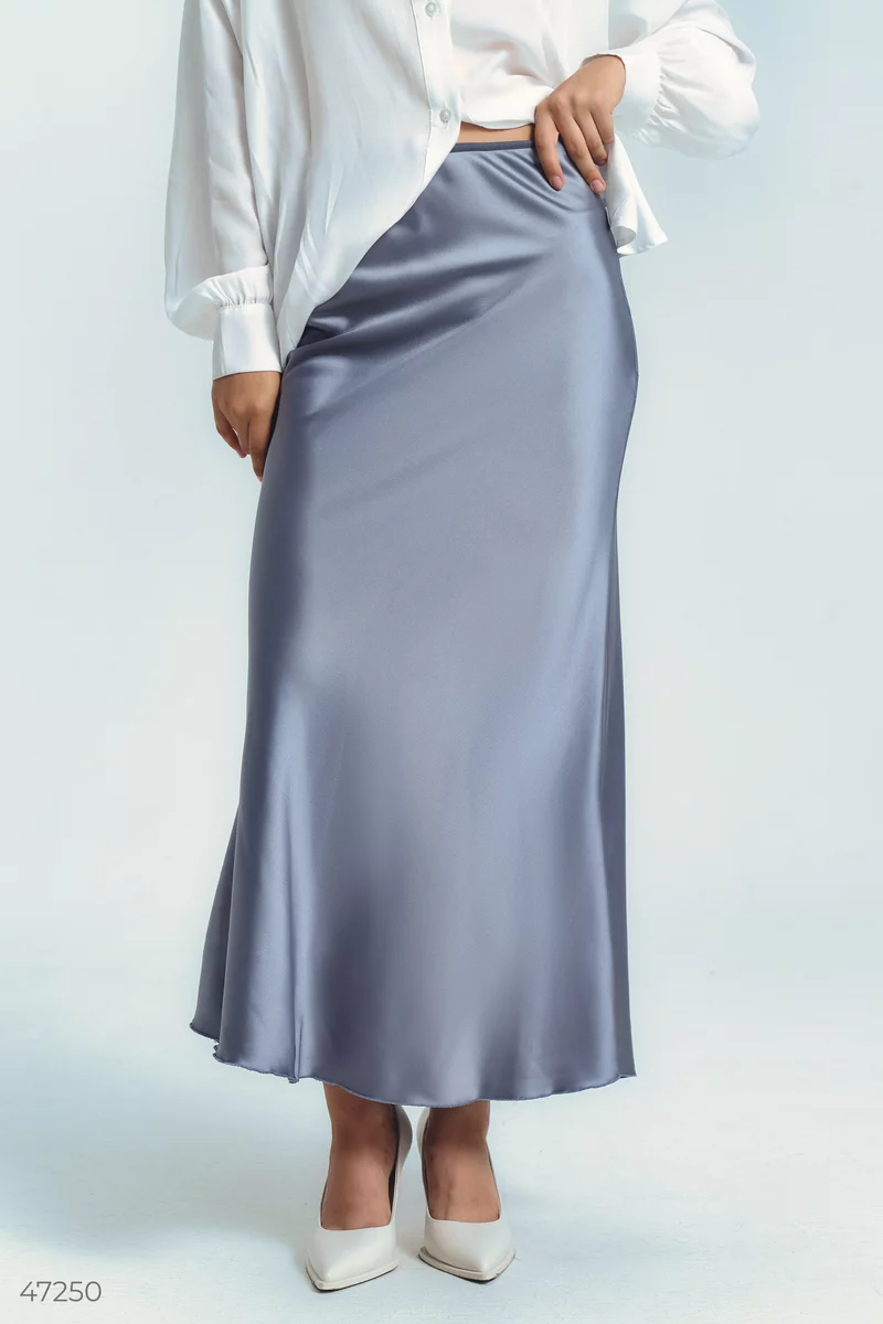 Long gray satin skirt photo 2