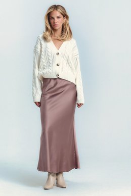 Long satin skirt in a shade of mocha photo 5