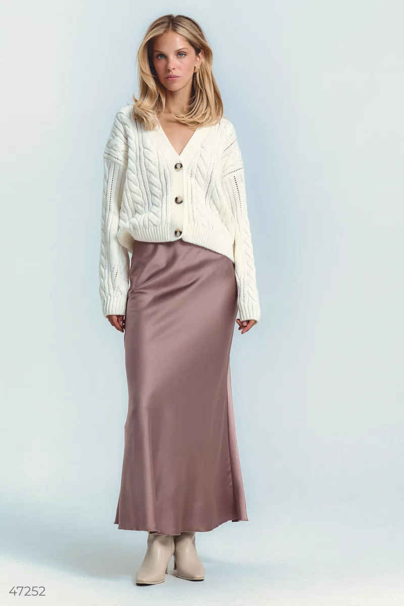 Long satin skirt in a shade of mocha photo 1