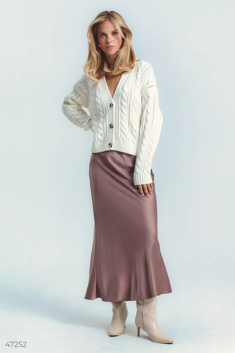 Long satin skirt in a shade of mocha photo 3