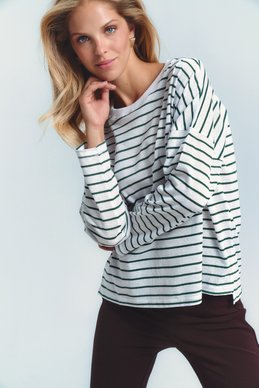 Oversized knitted longsleeve in a green stripe photo 4