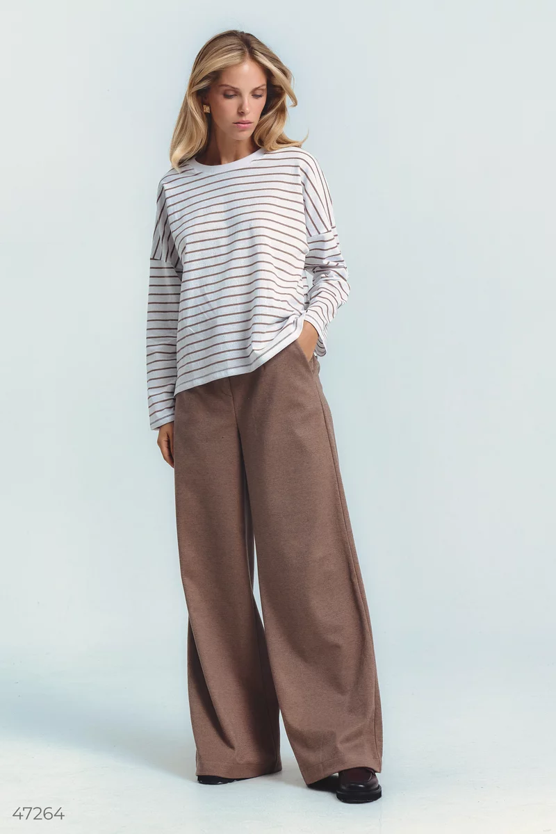 Brown knitted palazzo pants photo 2