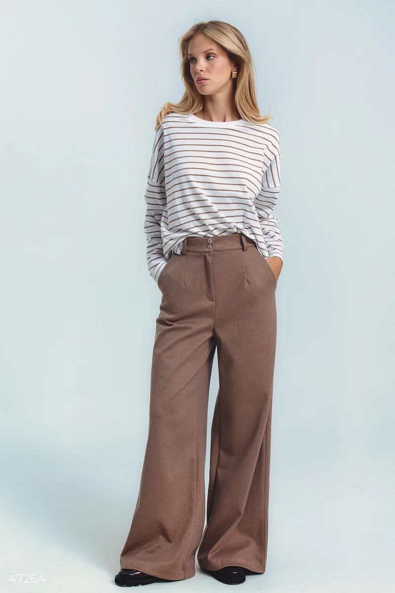 Brown knitted palazzo pants photo 3