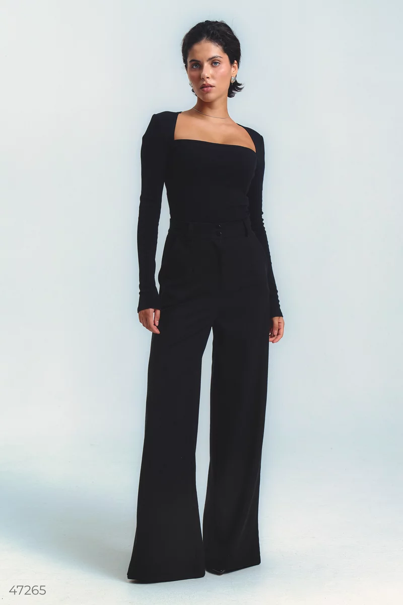 Black knitted palazzo pants photo 2