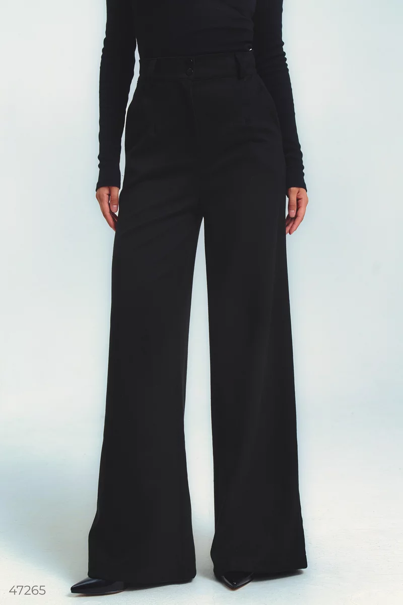 Black knitted palazzo pants photo 4