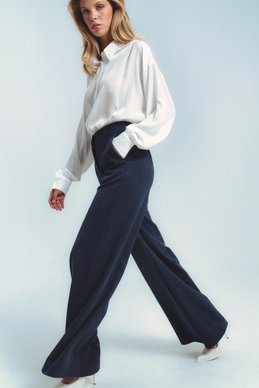 Black knitted palazzo pants photo 3