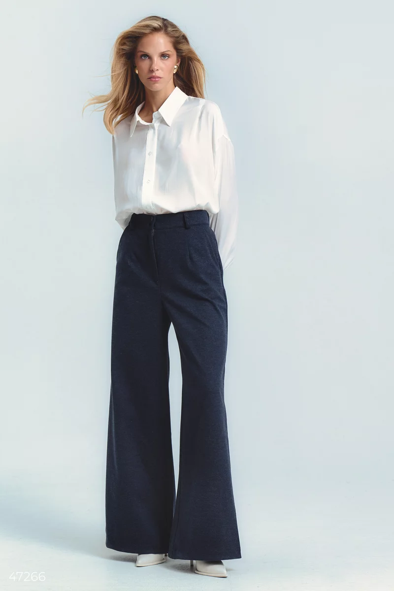 Blue knitted palazzo pants photo 2