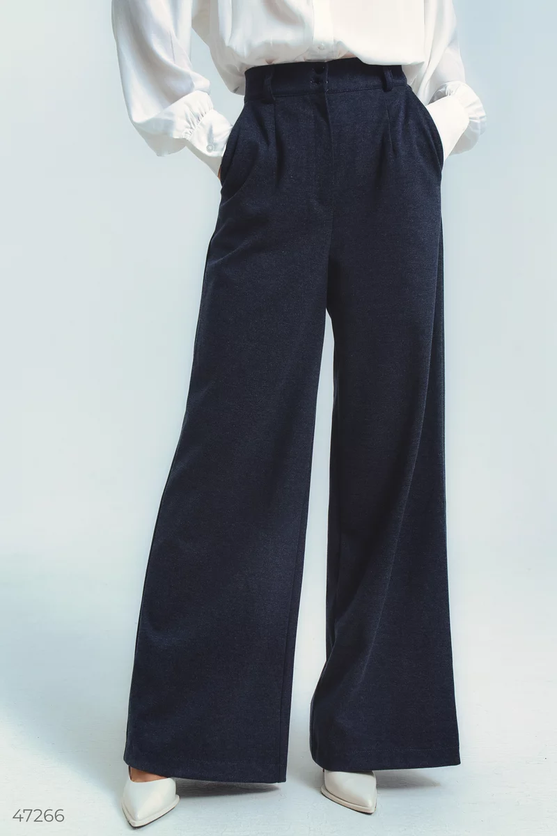 Blue knitted palazzo pants photo 3