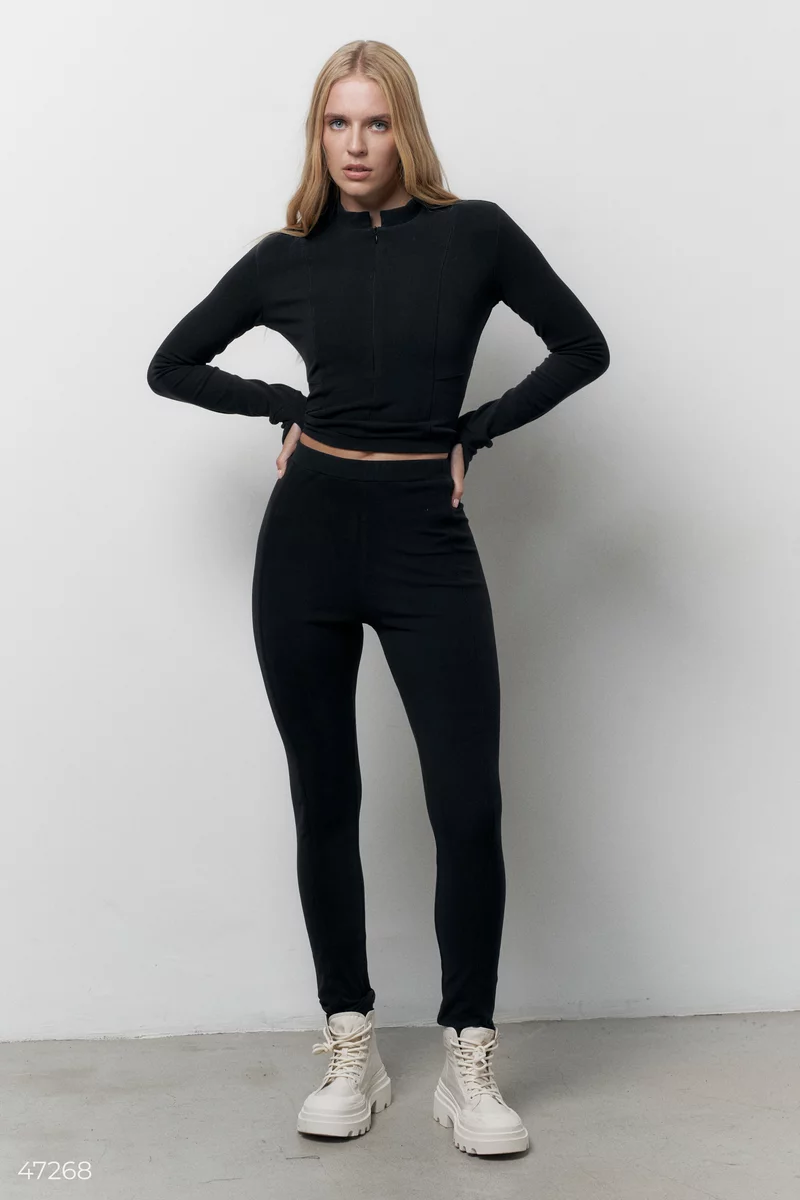 Black suit with long sleeve and leggings photo 1