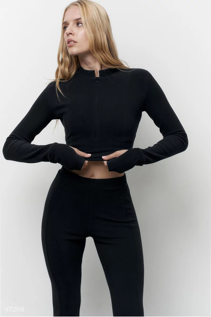 Black suit with long sleeve and leggings photo 3