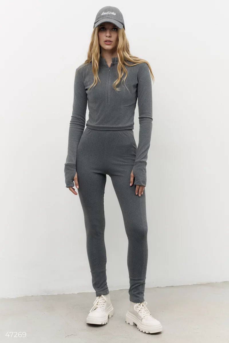 Gray suit with longsleeve and leggings photo 5