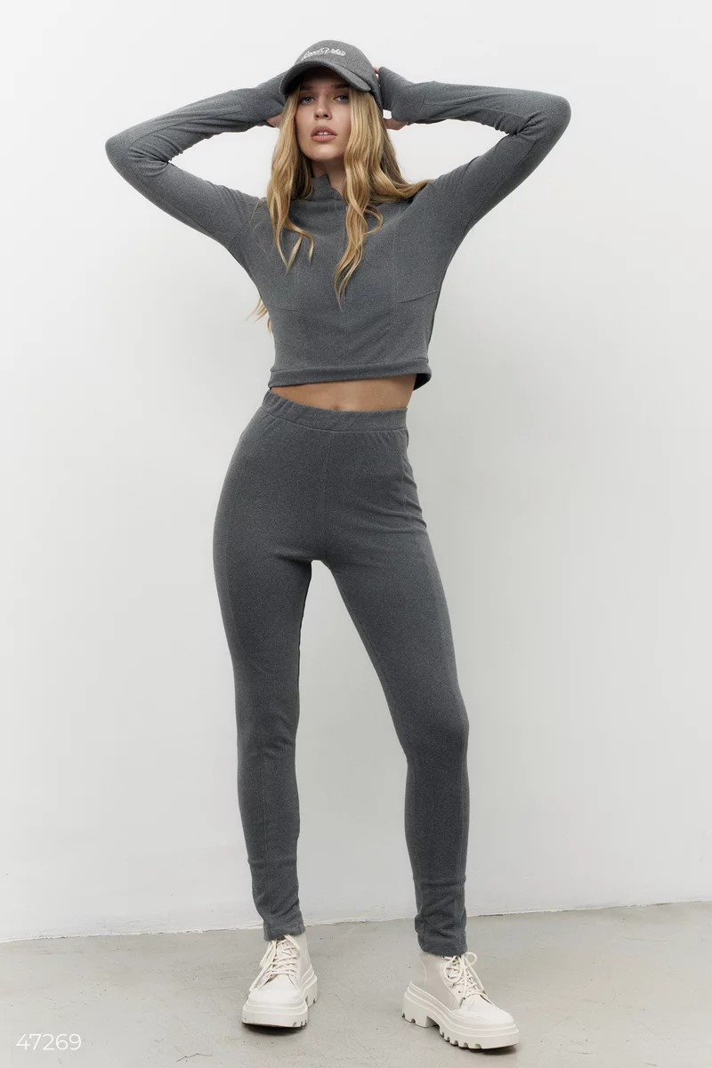 Gray suit with longsleeve and leggings photo 2