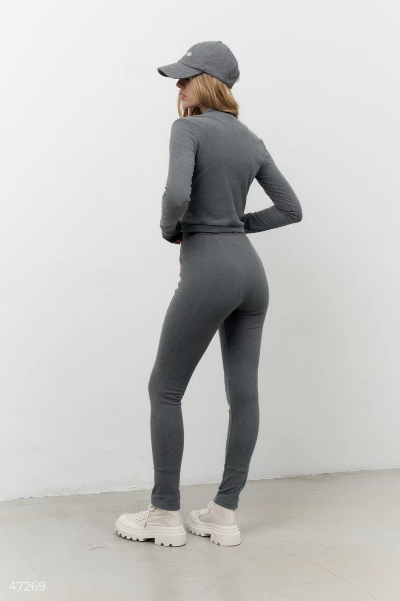 Gray suit with longsleeve and leggings photo 4