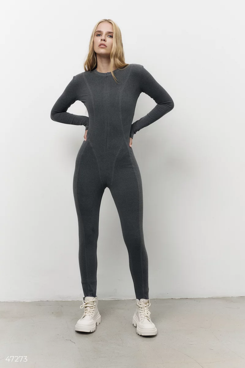 Graphite jumpsuit with long sleeves photo 3