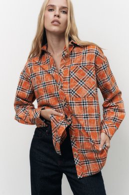 Maroon checkered shirt oversize photo 1