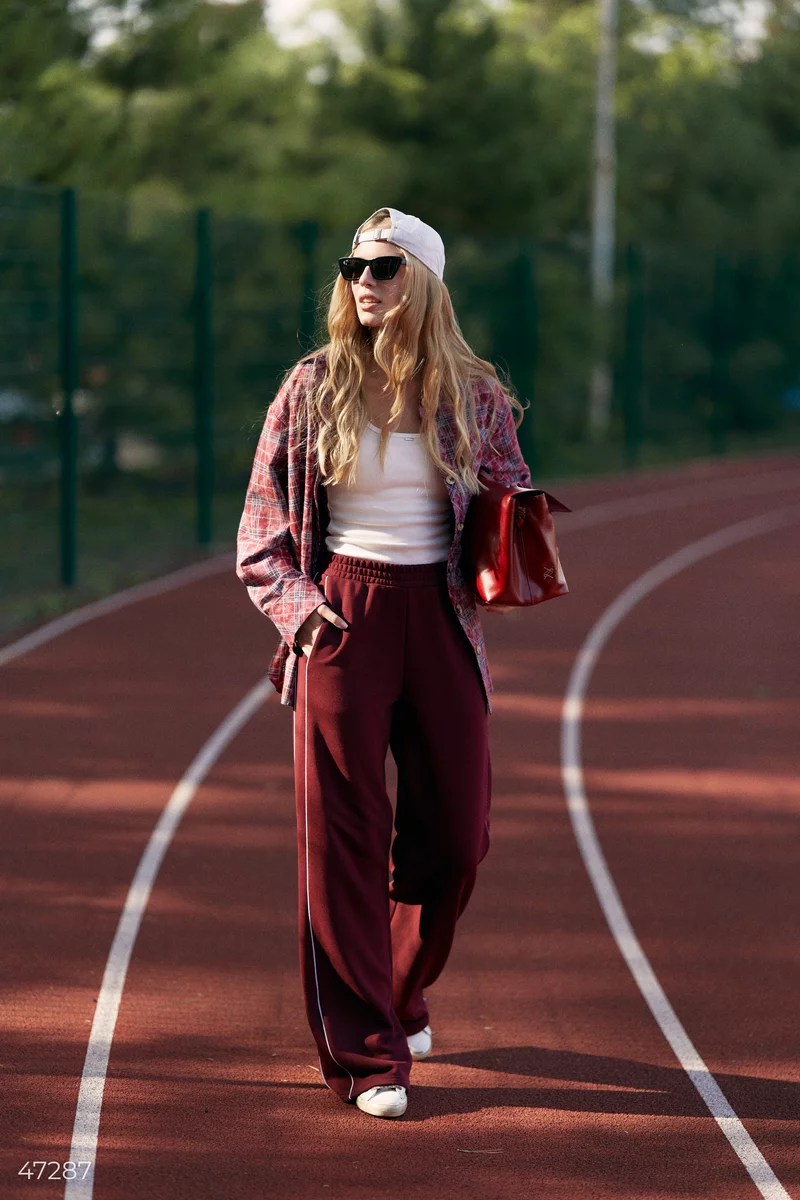 Maroon checkered shirt oversize photo 4