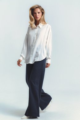 White chiffon shirt with a free cut photo 1