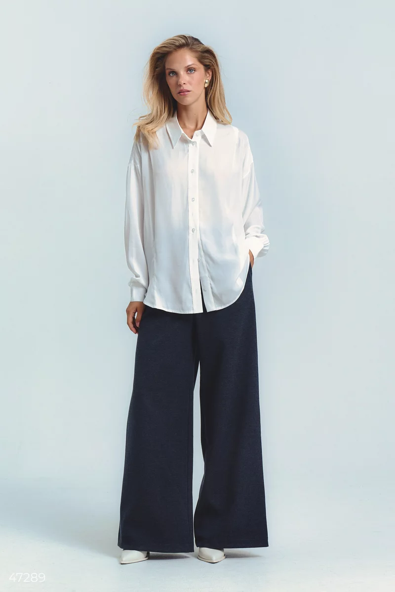 White chiffon shirt with a free cut photo 5