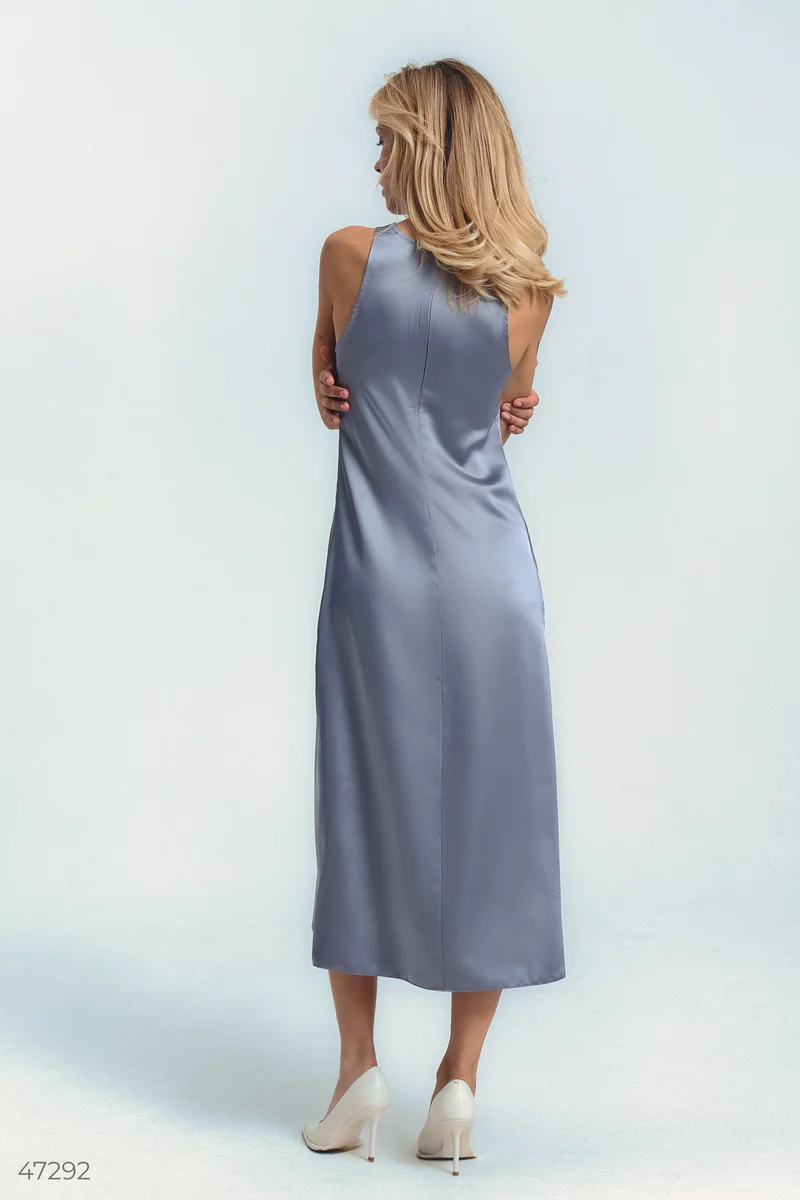 Gray satin midi dress photo 5