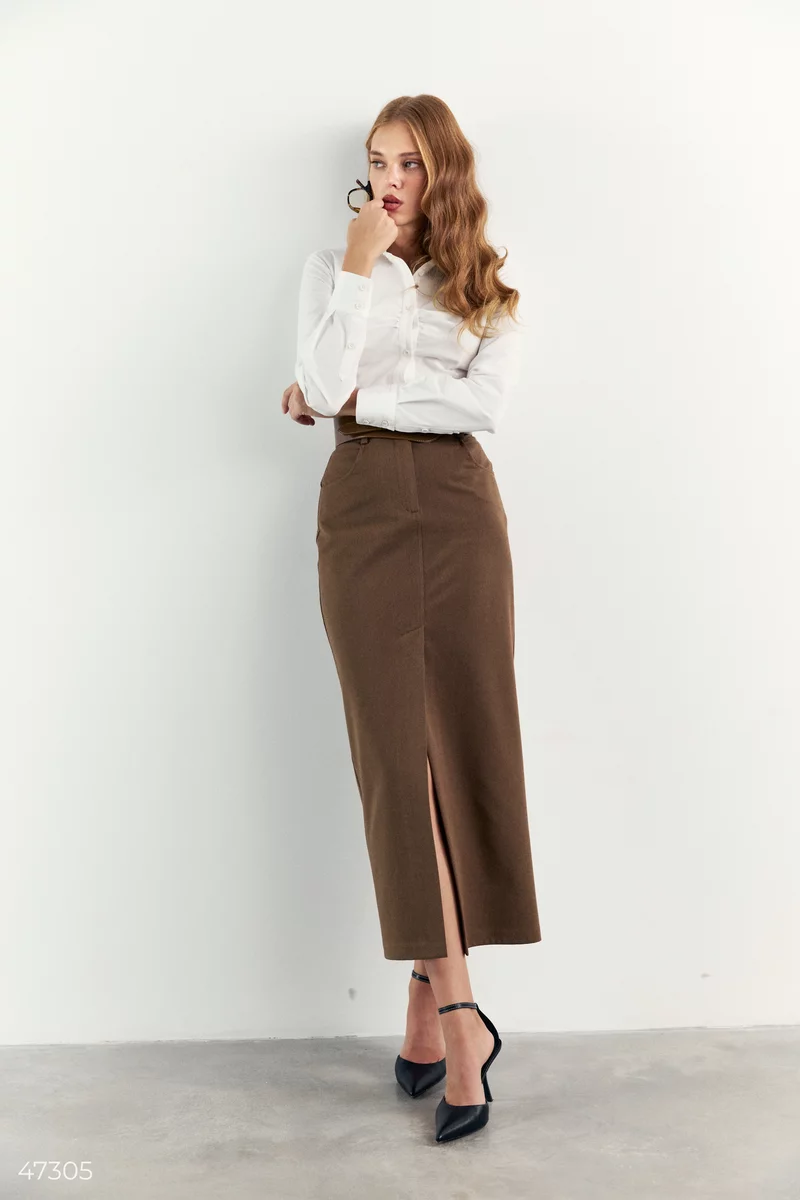 Brown straight cut maxi skirt photo 1