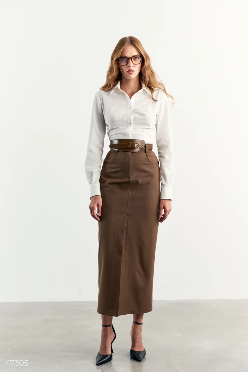 Brown straight cut maxi skirt photo 3