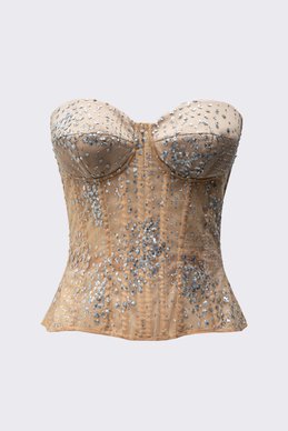 Бежевый корсет-бюстье с пайетками