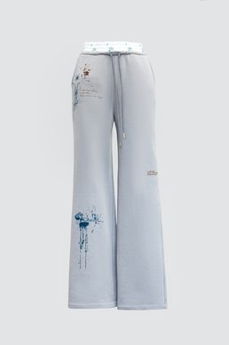 Gray trousers with an author's print