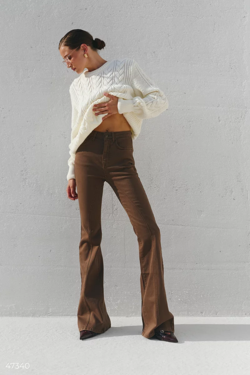 Brown flared jeans with arrows photo 2