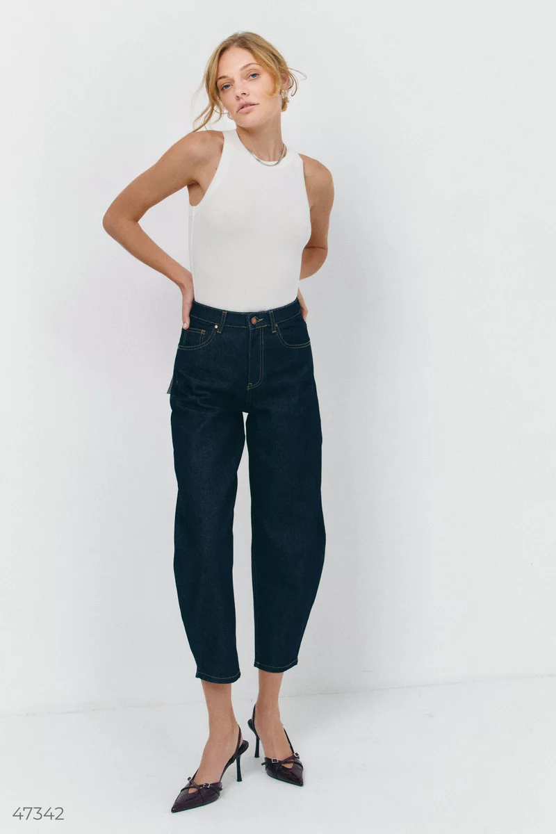 Dark blue mom jeans photo 1