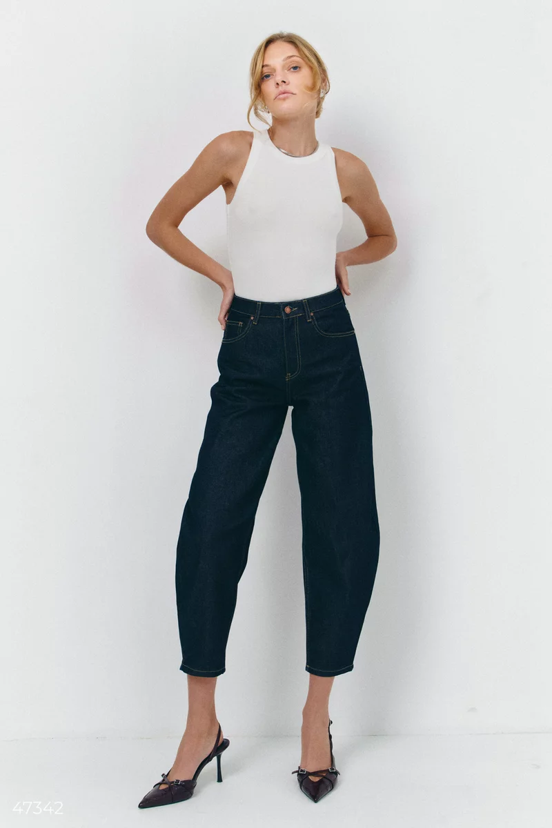 Dark blue mom jeans photo 1