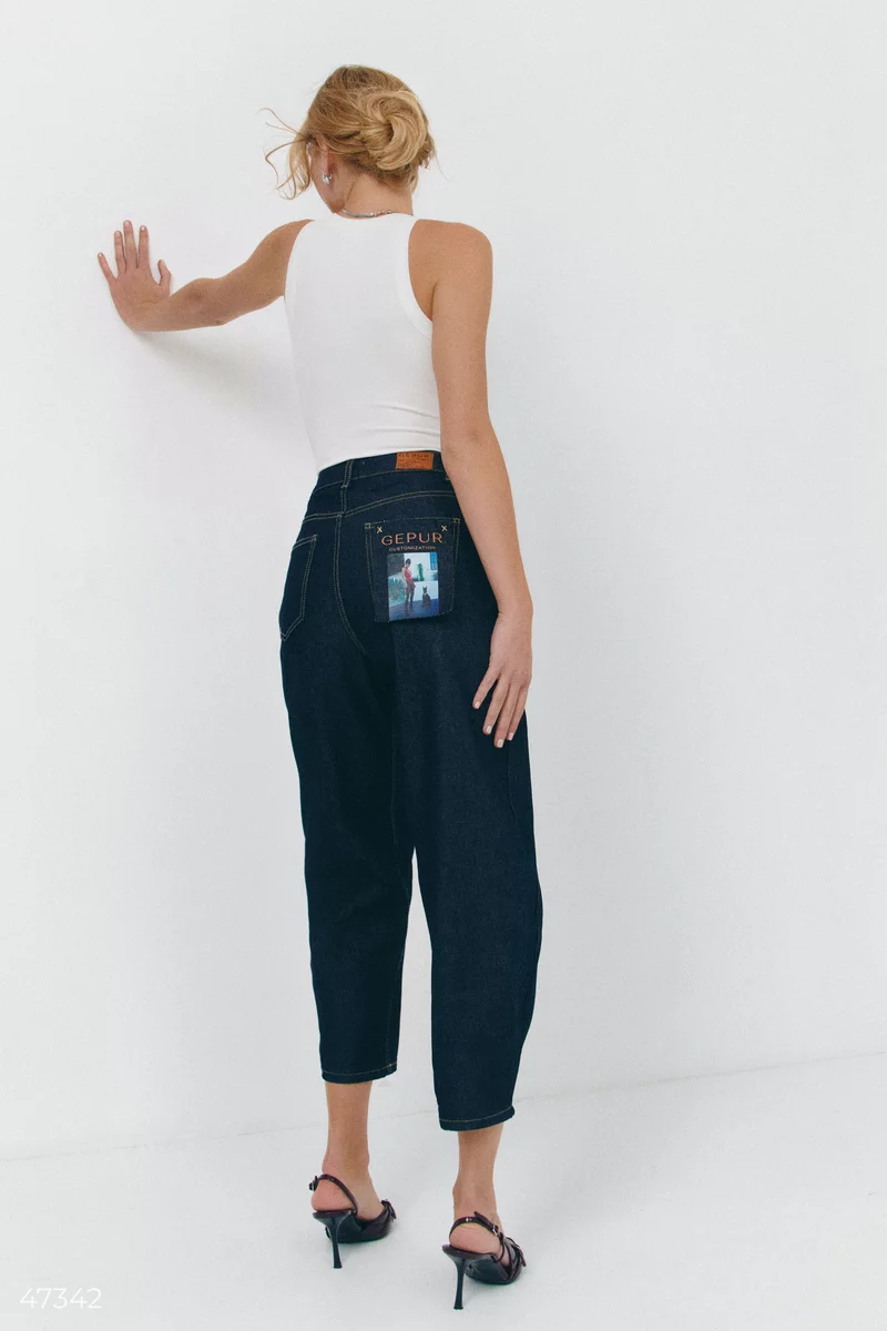 Dark blue mom jeans photo 3