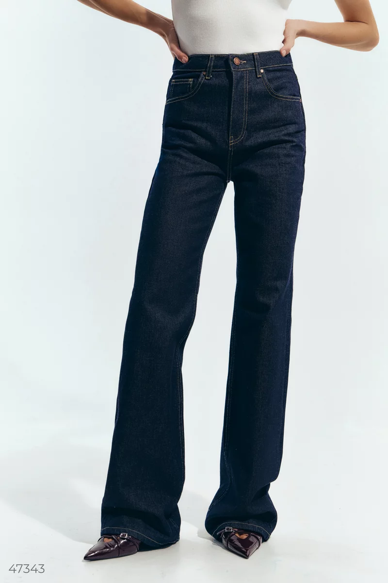 Dark blue flared jeans photo 3