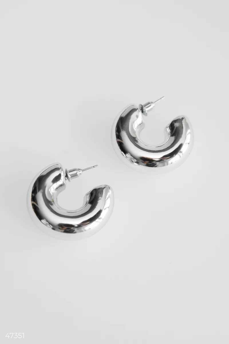 Round silver earrings photo 1