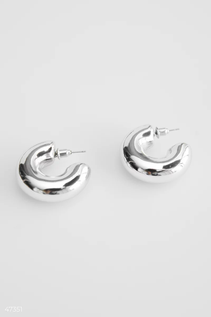 Round silver earrings photo 2