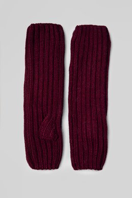 Burgundy elongated gloves-mitts