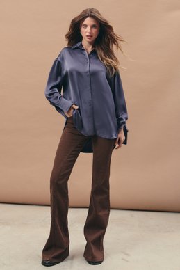 Gray silk blouse with turn-down collar photo 3