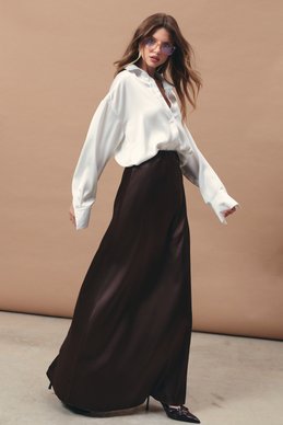 Brown satin maxi skirt photo 5