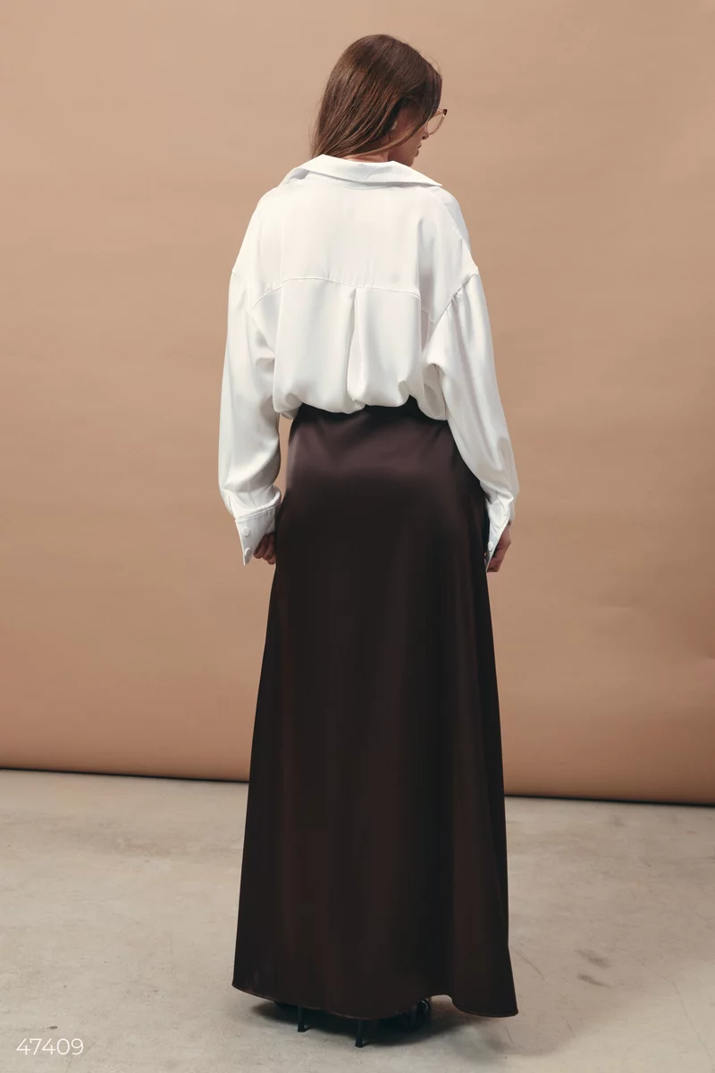 Brown satin maxi skirt photo 4