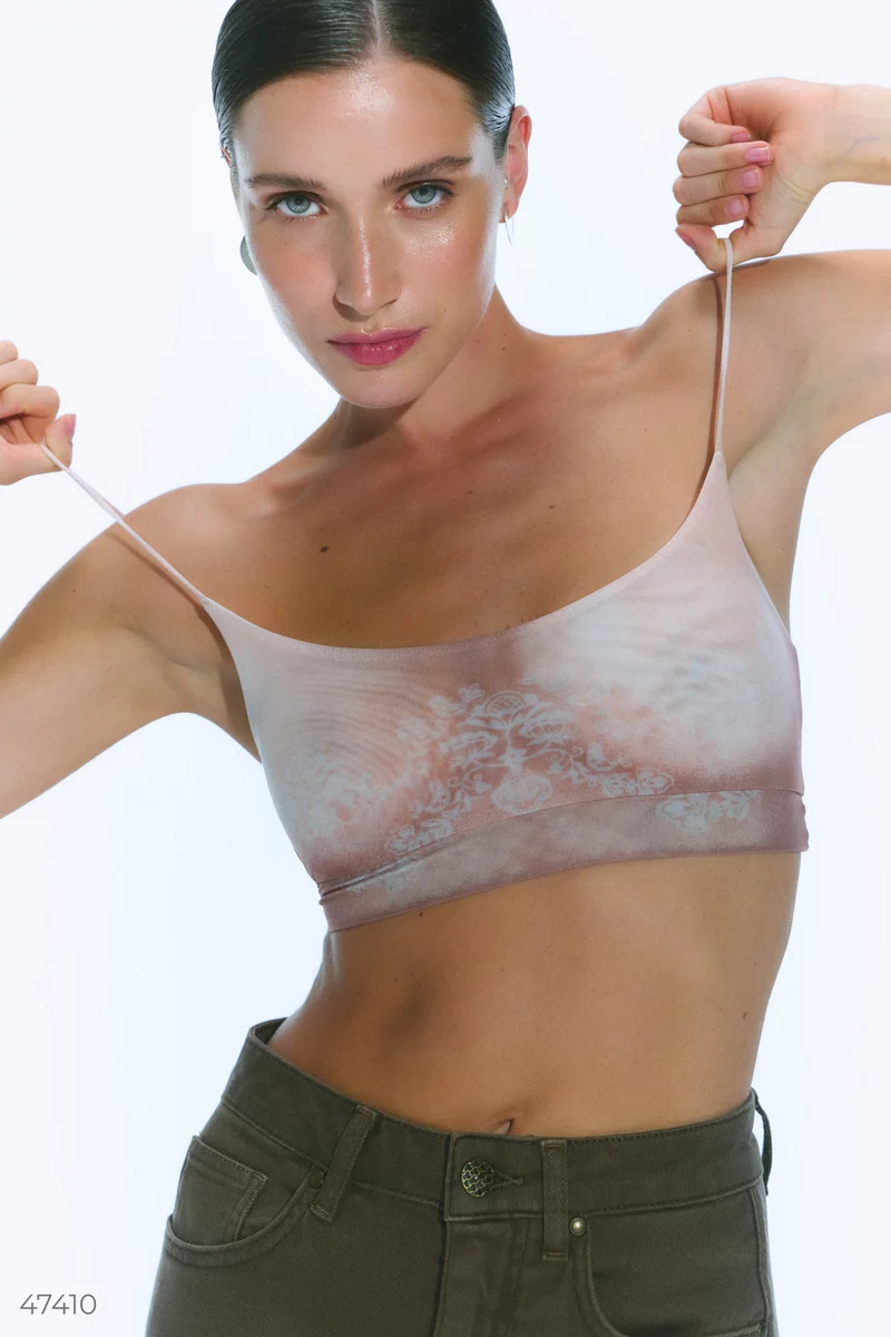 TILO beige stretch mesh top photo 4