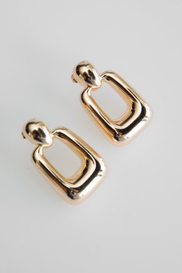 Silver earrings with a geometric shape photo 1