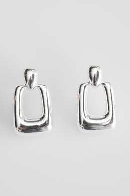 Silver earrings with a geometric shape photo 2