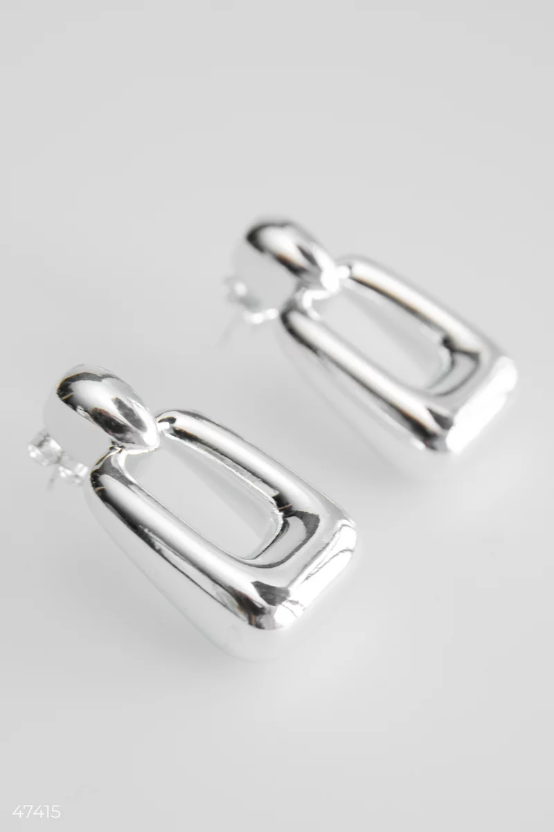 Silver earrings with a geometric shape photo 2