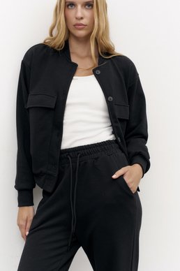 A black bomber jacket and pants suit photo 2