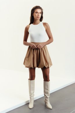 Mini balloon skirt in khaki shade photo 1