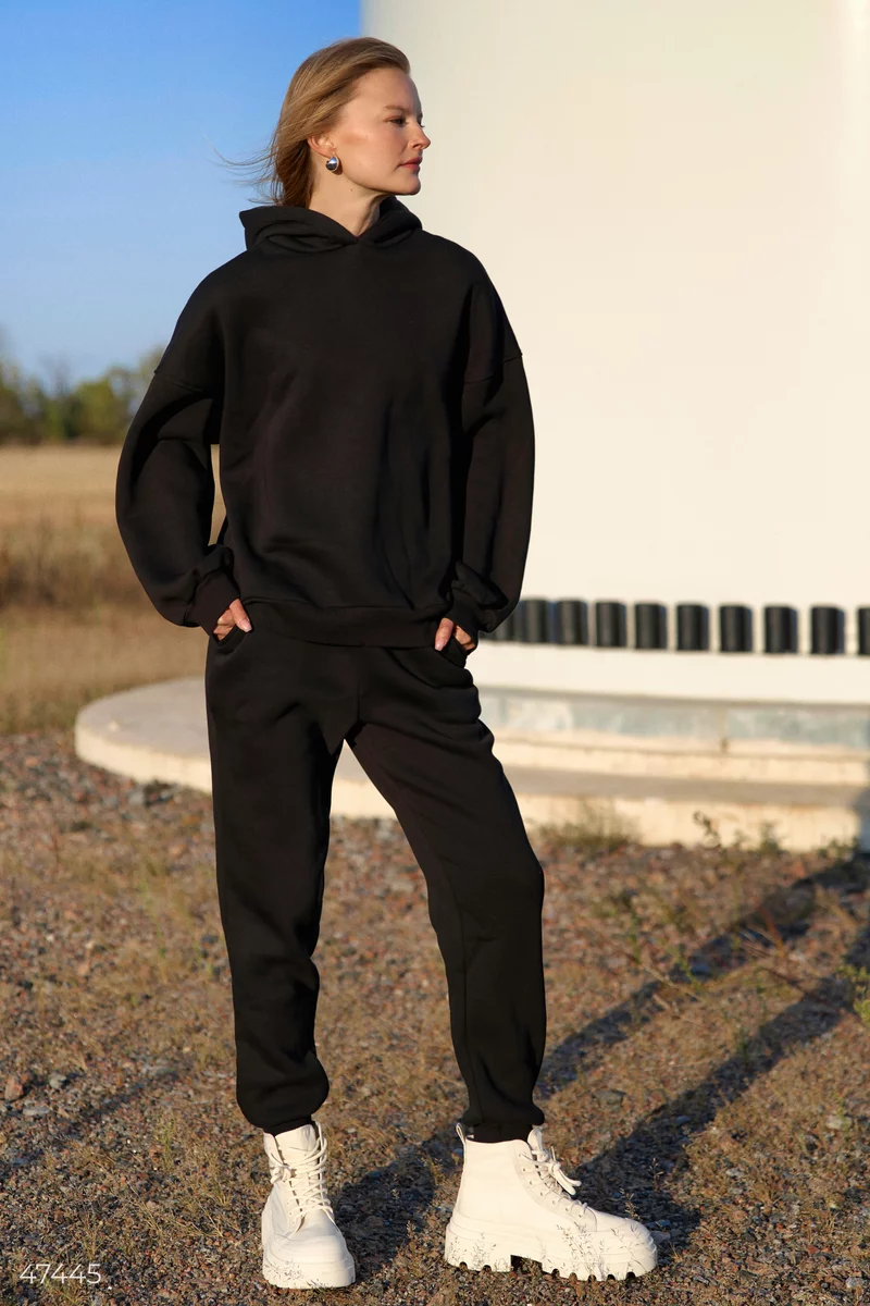 Black suit with hoodie and joggers photo 1