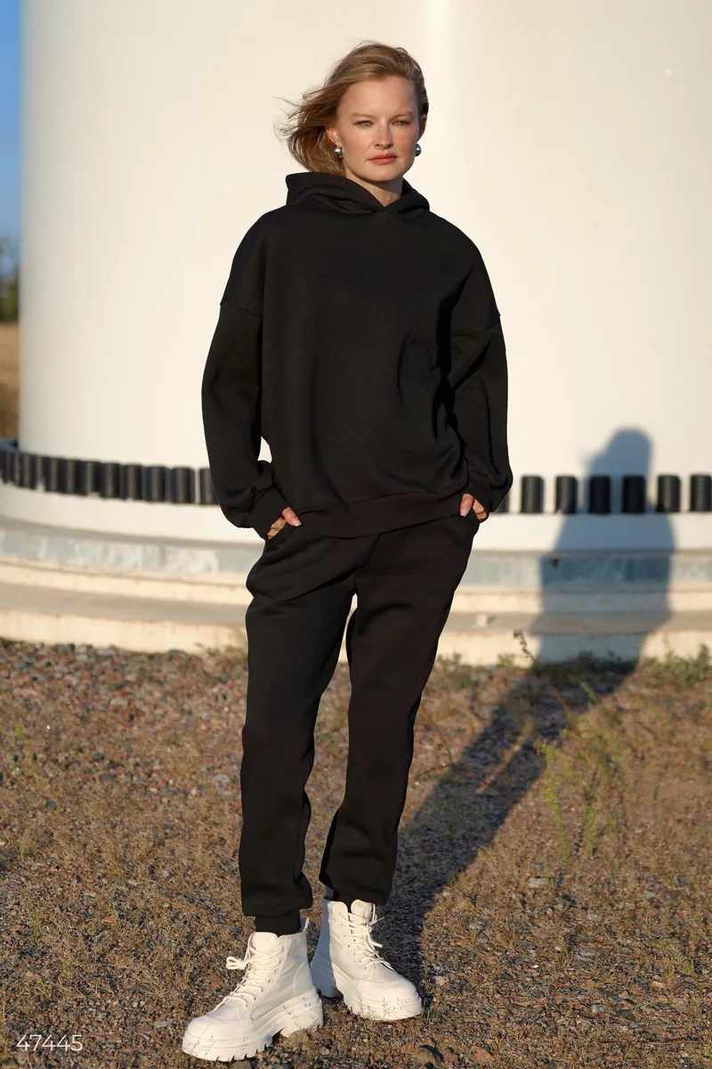 Black suit with hoodie and joggers photo 2