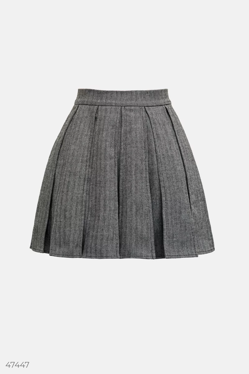 Gray pleated mini skirt photo 5