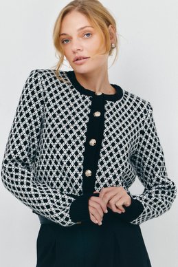 Black and white cardigan in Old Money style